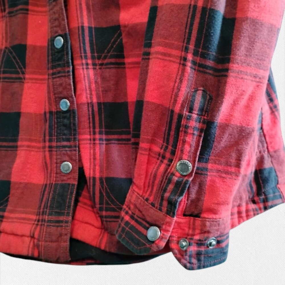 NWOT Duluth Trading Co Red and Black Buffalo Plaid Flapjack Lined Jacket L - Picture 6 of 6